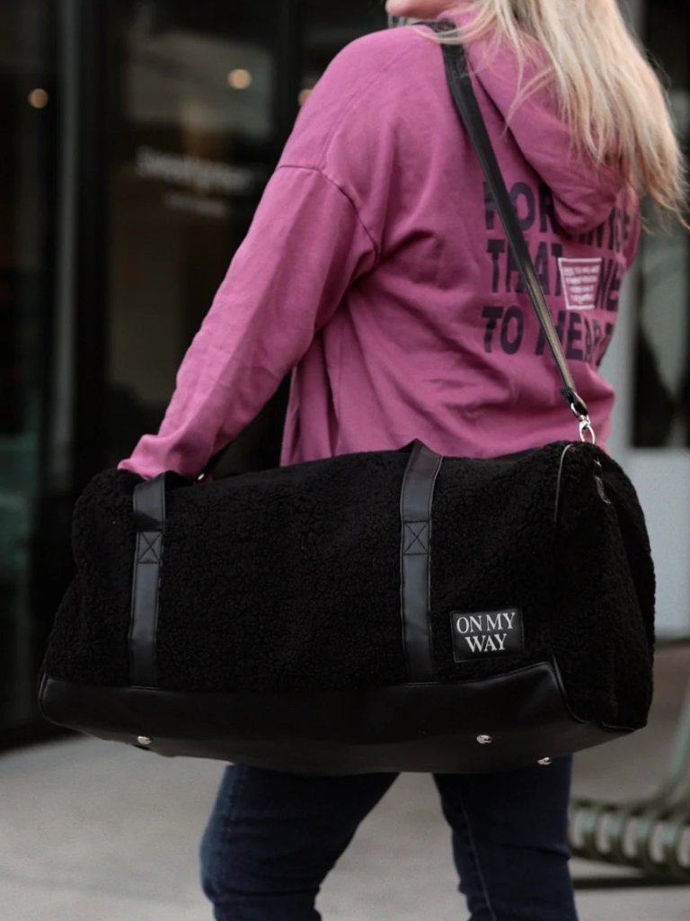 Teddy Duffle Bag "On My Way" (Midnight) / Travel Bag With Strap / Vegan / Nib